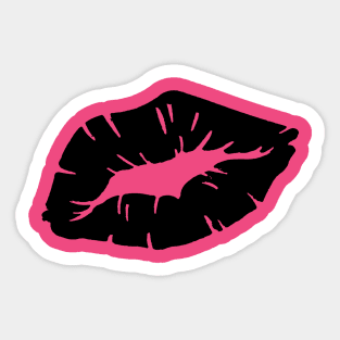 Beautiful Black Lipstick Kiss Isolated Sticker
